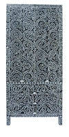 [[Mother of pearl inlay cabinet with 3 drawers///Cabinet incrusté en nacre à 3 tiroirs]]