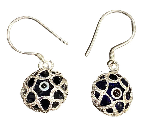 [[Sterling silver evil eye earring - blue///Boucle d'oreille mauvais oeil en argent sterling - bleue]]