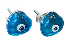  [[Sterling silver heart shaped evil eye earring - turquoise///Boucles d'oreilles en argent sterling en forme de coeur et de mauvais oeil - turquoise]]