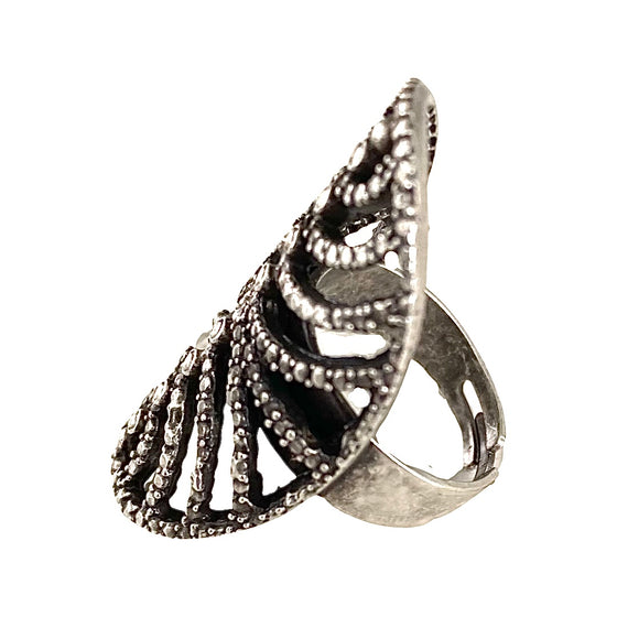 [[Silver plated adjustable ring///Bague réglable en métal argenté]]