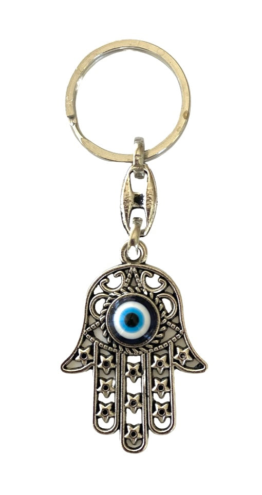 [[Evil eye metal hamsa key chain///Porte-clés en métal mauvais œil avec main hamsa]]