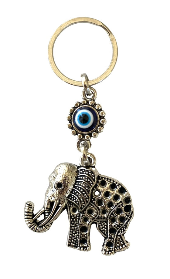 [[Evil eye metal elephant key chain///Porte-clés en métal mauvais œil en forme d'éléphant]]