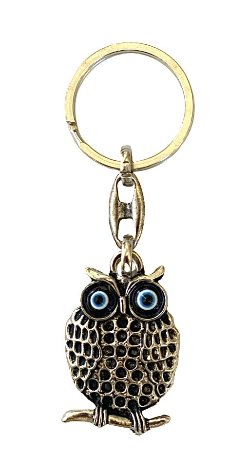 [[Evil eye metal owl key chain///Porte-clés en métal mauvais œil en forme d'hibou]]
