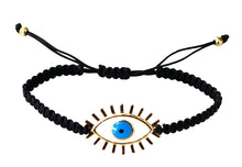  [[Evil eye knitted macrame bracelet - black///Bracelet en macramé tricoté avec mauvais œil - noir]]