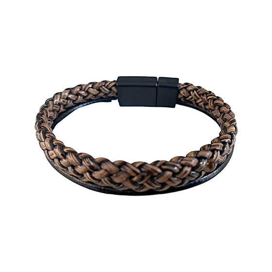 [[Knitted leather bracelet with a magnetic lock///Bracelet en cuir tricoté avec fermeture magnétique]]