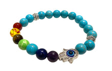  [[Hamsa healing chakra bracelet - blue turquoise///Bracelet Hamsa de guérison des chakras - bleu turquoise]]