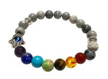  [[Hamsa healing chakra bracelet - grey jasper///Bracelet Hamsa de guérison des chakras - gris jasper]]
