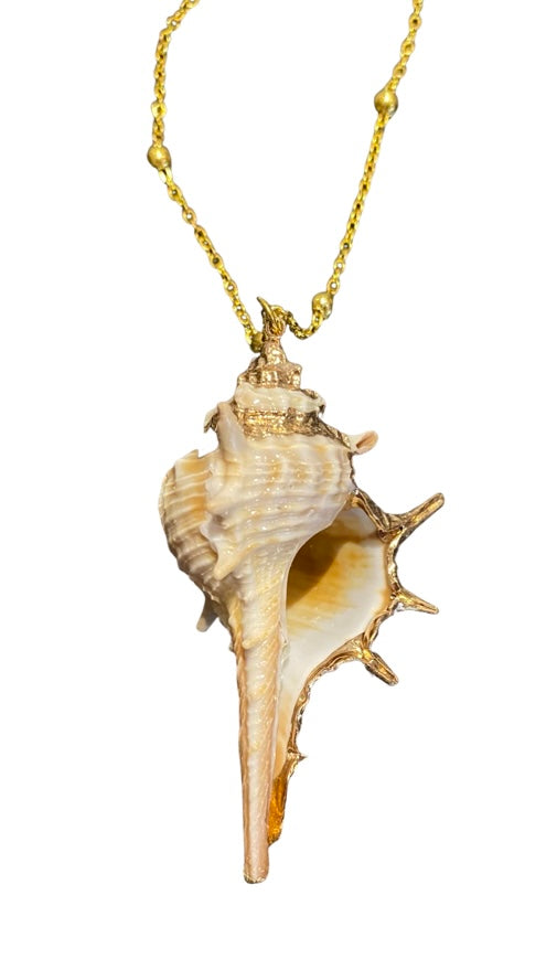 [[Shell pendant with touches of gold///Pendentif en forme de coquillage avec des touches d'or]]