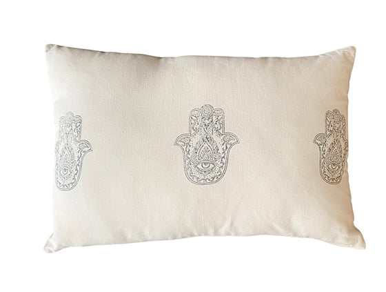 [[Hamsa : Hand block printed cushion///Hamsa : Coussin imprimé à la main]]