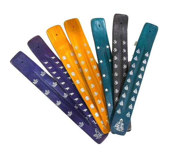 Colorful wooden incense holder//Porte-encens en bois coloré