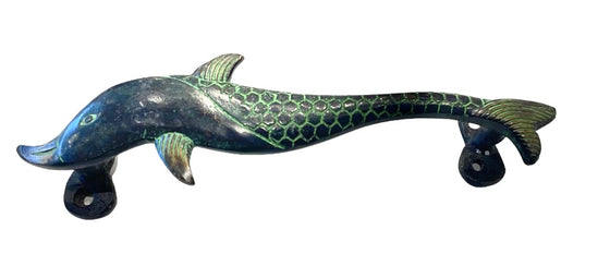 [[Dolphin brass door handle///Poignée de porte en laiton en forme de dauphin]]