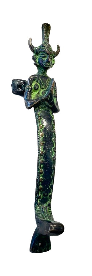[[Tribal figure brass door handle///Poignée de porte en laiton en forme de figurine tribale]]