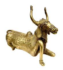  [[Bastar tribal art brass cow///Vache en laiton d'art tribal Bastar]]