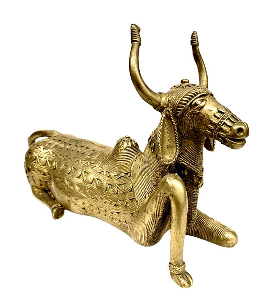 [[Bastar tribal art brass cow///Vache en laiton d'art tribal Bastar]]