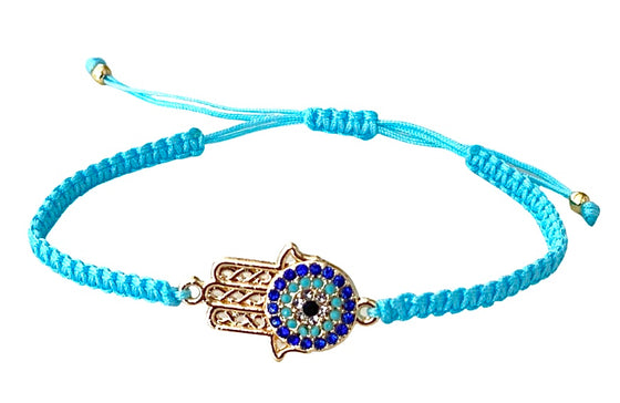 [[Hamsa knitted macrame bracelet///Bracelet en macramé tricoté Hamsa]]