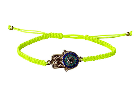 [[Hamsa knitted macrame bracelet///Bracelet en macramé tricoté Hamsa]]