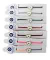 [[Evil eye and heart bracelet with tassels///Bracelet mauvais oeil et coeur avec pompoms]]