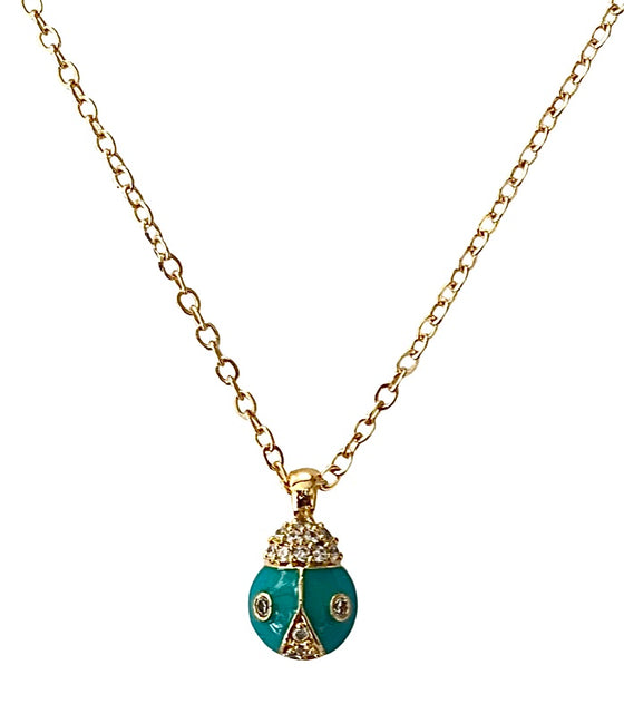 [[Ladybird protection necklace - turquoise///Collier de protection coccinelle - turquoise]]