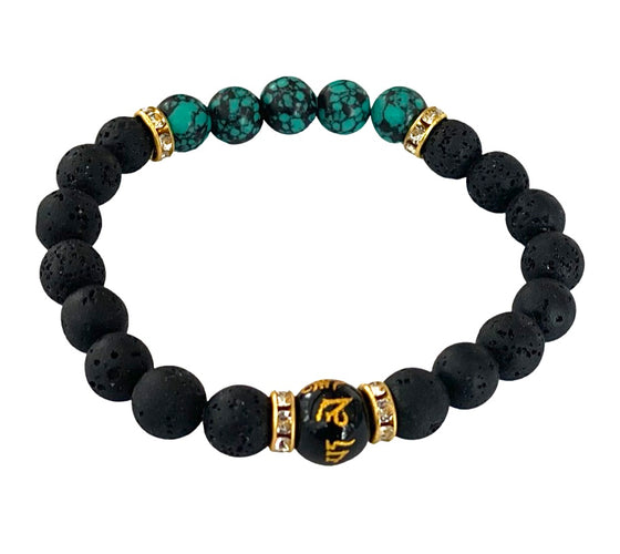 [[Lava stone healing bracelet - turquoise///Bracelet de guérison en pierre de lave - turquoise]]