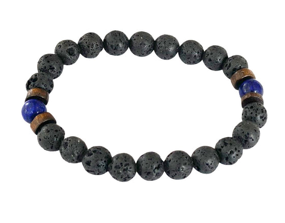 [[Black lava stone bracelet///Bracelet en pierre de lave noire]]