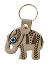 [[Evil eye leather elephant key chain///Porte-clés en cuir mauvais œil en forme d'éléphant]]