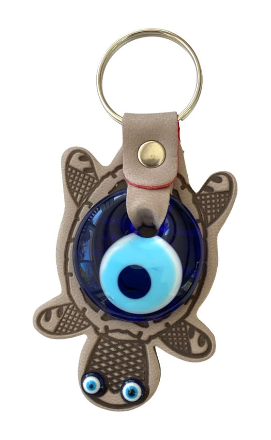 [[Evil eye leather turtle key chain///Porte-clés en cuir mauvais œil en forme de tortue]]
