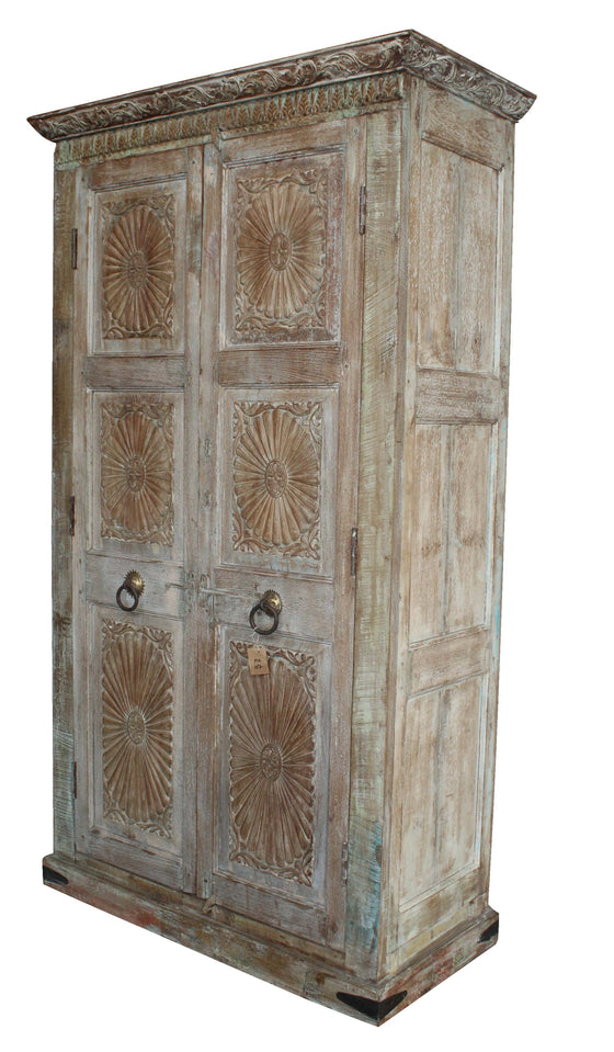 [[Massive wooden cabinet with old teak doors///Armoire en bois massif avec portes en teck ancien]]