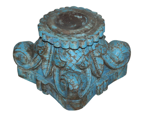 [[Jodhpur blue : Old pillar candle stand////Jodhpur blue : bougeoir avec ancien pilier]]