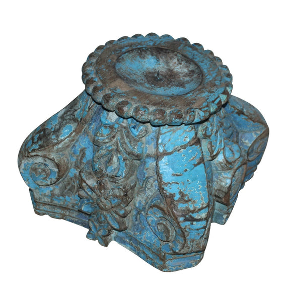 [[Jodhpur blue : Old pillar candle stand///Jodhpur blue : bougeoir avec ancien pilier]]