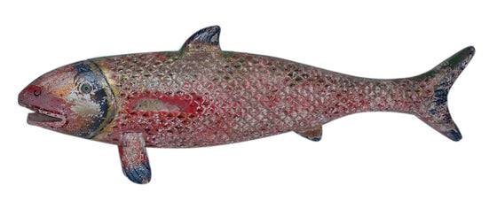 [[Colorful wooden fish sculpture///Sculpture colorée de poissons en bois]]
