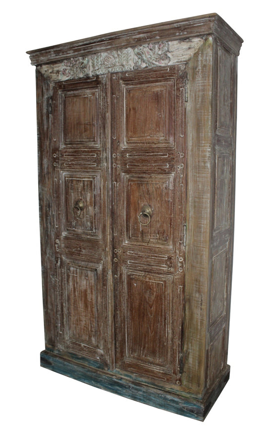 [[Massive wooden cabinet with old teak doors///Armoire en bois massif avec portes en teck ancien]]