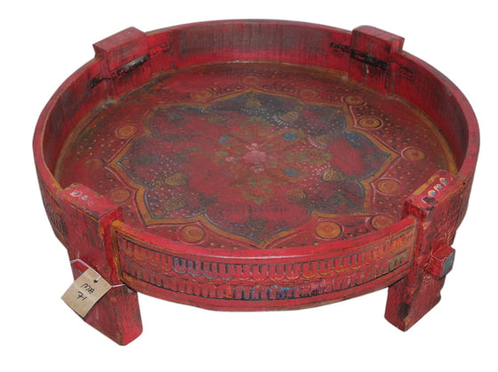 [[Hand painted chakki grinder table///Table à broyer peinte à la main]]