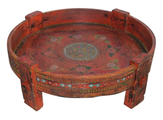 [[Hand painted chakki grinder table///Table à broyer peinte à la main]]