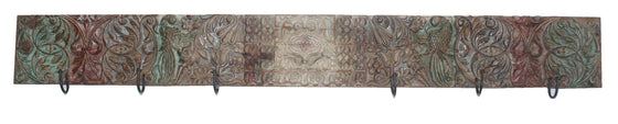 [[Old teak panel with hooks///Ancien panneau en teck avec crochets]]