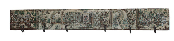 [[Old teak panel with hooks///Ancien panneau en teck avec crochets]]