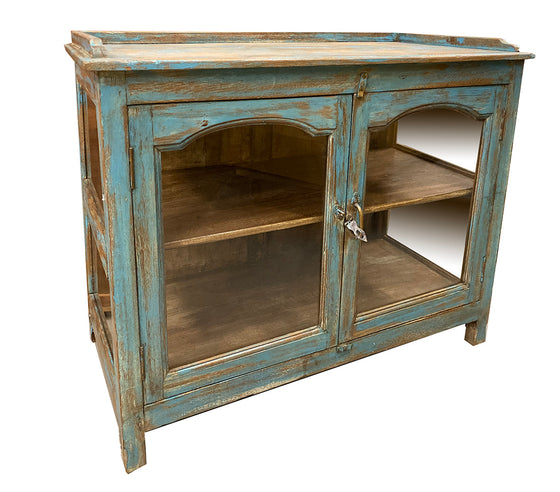 [[Jodhpur blue : Vintage glass cabinet///Jodhpur bleu : Vieille vitrine en verre]]
