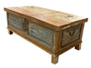 [[Reclaimed wood chest with hand carved panels///Coffre en bois récupéré avec panneaux sculptés à la main]]