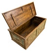 [[Reclaimed wood chest with hand carved panels///Coffre en bois récupéré avec panneaux sculptés à la main]]