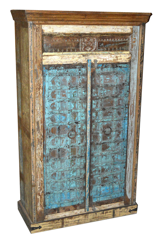 [[Indian vintage cabinet with old pitara doors///Meuble vintage indien avec portes anciennes en pitara]]