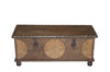 [[Indian vintage chest with ornamental carving and brass accents///Commode indienne vintage avec sculpture ornementale et accents en laiton]]