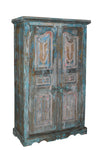 [[Large teak wood cabinet with an old Indian door///Grand meuble en bois de teck avec une ancienne porte indienne]]