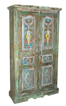  [[Large teak wood cabinet with an old Indian door///Grande armoire en bois de teck avec une ancienne porte indienne]]