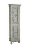 [[Tall and narrow pastel cabinet with carved doors///Armoire pastel haute et étroite avec portes sculptées]]