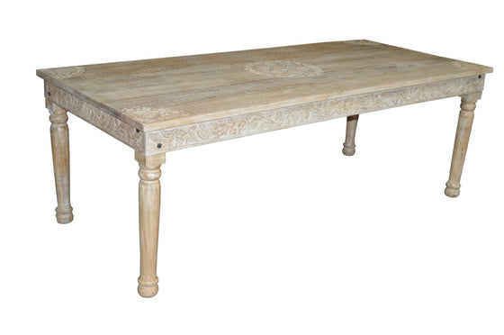 [[Pastel beige Jali dining table for 8///Table de salle à manger Jali beige pastel pour 8 personnes]]
