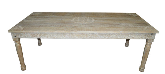 [[Pastel beige Jali dining table for 8///Table de salle à manger Jali beige pastel pour 8 personnes]]