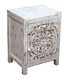  [[Whitewashed Jali bedside table///Table de chevet Jali blanchie à la chaux]]