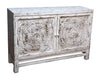 [[Whitewashed mandali jali cabinet with 2 doors///Cabinet mandala jali blanchi à la chaux avec deux portes]]