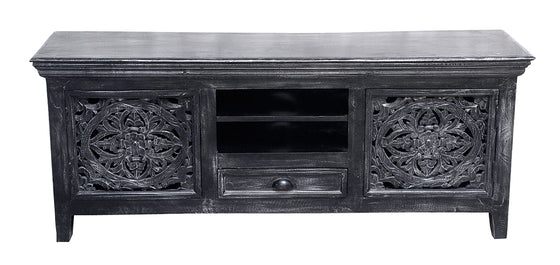 [[Charcoal Mandala jali TV-unit cabinet///Meuble TV mandala jali charbon]]