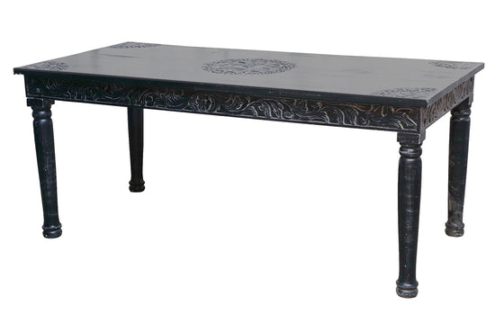 [[Charcoal Jali dining table for 8///Table de salle à manger Jali charbon pour 8 personnes]]
