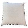 [[Beige cotton cushion with colorful pompoms, 24"///Coussin en coton beige avec des pompons colorés, 24"]]